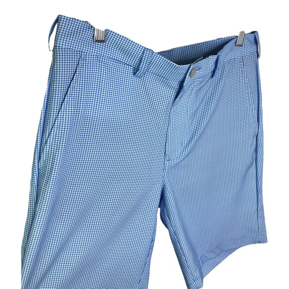 PGA Tour Golf Shorts Mens Size 32 Blue White Gingham Flat Front - Picture 2 of 9